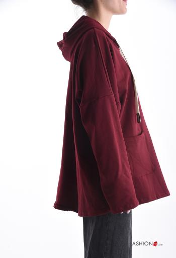 Felpa in Cotone maniche lunghe con zip con tasche con cappuccio - ph 3