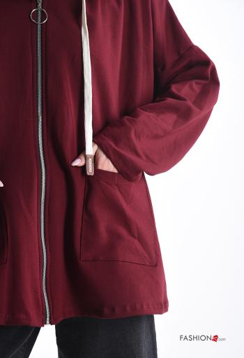 Felpa in Cotone maniche lunghe con zip con tasche con cappuccio - ph 4