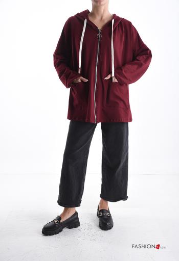 Felpa in Cotone maniche lunghe con zip con tasche con cappuccio - ph 5