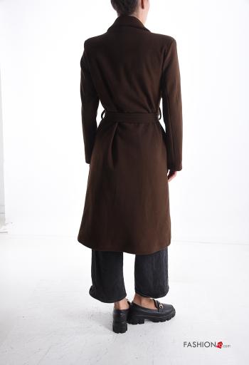 double-breasted long sleeve Coat with lining with pockets with belt with buttons - ph 2