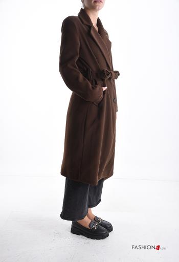 double-breasted long sleeve Coat with lining with pockets with belt with buttons - ph 3