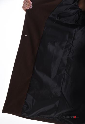 double-breasted long sleeve Coat with lining with pockets with belt with buttons - ph 5