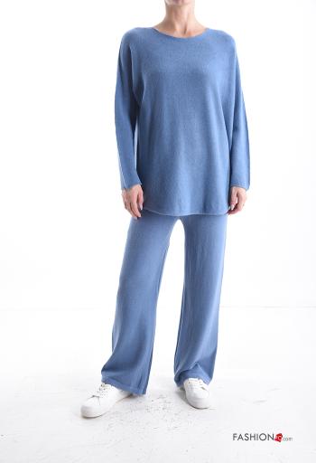 Conjunto manga comprida gola redonda com elástico