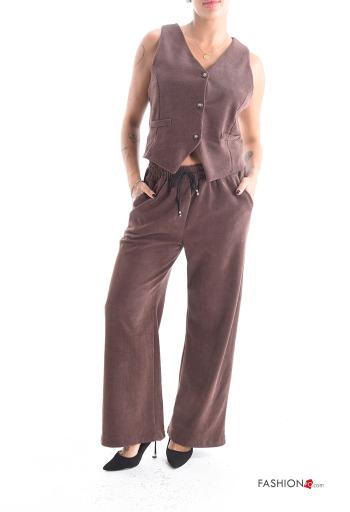 Conjunto sem mangas com bolsos com botões gola V - ph 1