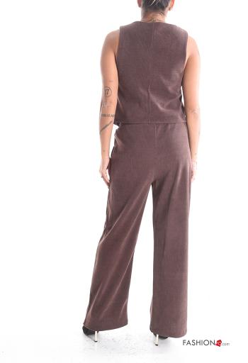 Conjunto sem mangas com bolsos com botões gola V - ph 2