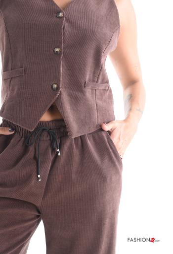 Conjunto sem mangas com bolsos com botões gola V - ph 4